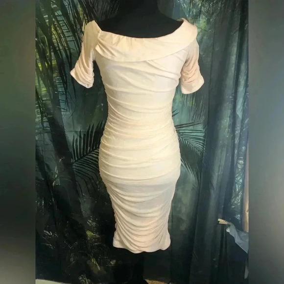 Pale Pink Off the Shoulder Bodycon Dress - Picture 7 of 16